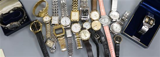 A collection of assorted wrist watches including Seiko & Rotary.